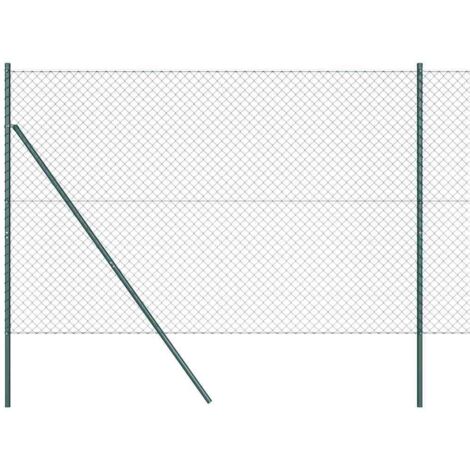 Grillage rouleau，Clôture en chaîne avec 7 poteaux 1,6 x 10 m Acier galvanisé vert CFW8611180
