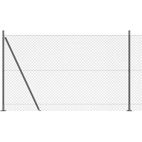 Grillage rouleau，Clôture en chaîne avec 7 poteaux à bride 1.4x10 m Acier galvanisé CFW8030895