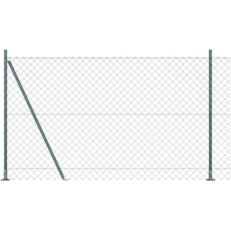 Grillage rouleau，Clôture en chaîne avec 7 poteaux flangés 1,6x10 m en acier galvanisé CFW4900136