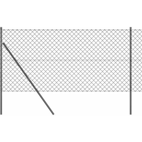 Grillage rouleau，Clôture en chaîne Ensemble de 2 Gris Acier 25 x 1 m Durable CFW1293750