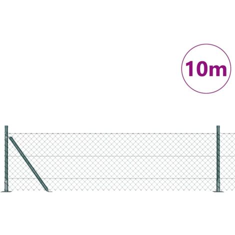 Grillage rouleau，Clôture en fil de fer avec 7 poteaux à rebord 0.4x10 m en acier galvanisé CFW7246789