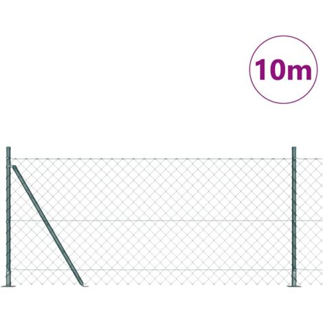 Grillage rouleau，Clôture en fil métallique avec 7 poteaux à brides 1x10 m en acier galvanisé CFW9445190