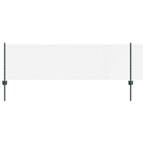 Grillage rouleau，Clôture en fil soudé avec 11 poteaux en U Vert 0.6x25 m Acier CFW4252806