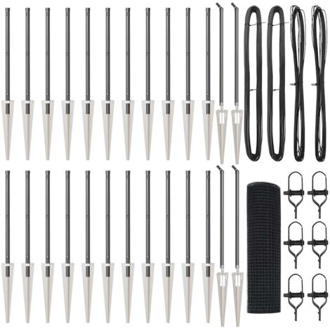 Grillage rouleau，Clôture en fil soudé avec 13 piquets en pointe Gris 0,5x50 m Acier CFW2338383