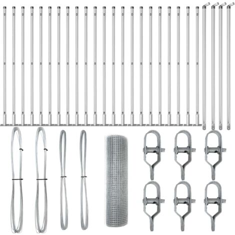Grillage rouleau，Clôture en fil soudé avec 13 poteaux à bride 0.6x50 m Acier galvanisé CFW6243553