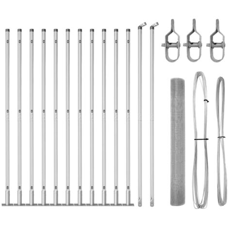 Grillage rouleau，Clôture en fil soudé avec 13 poteaux à bride 1,2x25 m Acier galvanisé CFW5673396