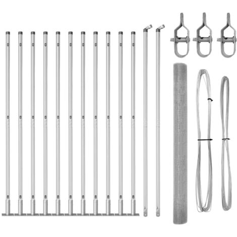 Grillage rouleau，Clôture en fil soudé avec 13 poteaux à fond plat 1.4x25 m Acier galvanisé CFW6051387