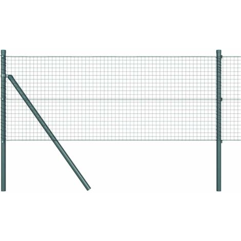 Grillage rouleau，Clôture en fil soudé avec 13 poteaux vert 0.4x25 m acier CFW1800582