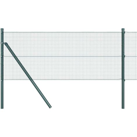 Grillage rouleau,Clôture en fil soudé avec 13 poteaux verts 0.5x50 m en acier CFW3889134