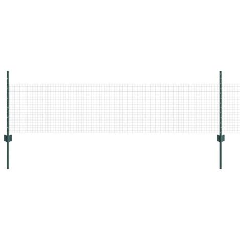 Grillage rouleau,Clôture en Fil Soudé avec 22 Poteaux en U Vert 0.5x50 m Acier CFW6355880