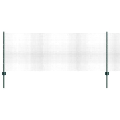 Grillage rouleau，Clôture en fil soudé avec 5 poteaux en U Vert 0.8x10 m Acier CFW7511447