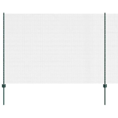Grillage rouleau，Clôture en fil soudé avec 5 poteaux en U Vert 1,6x10 m Acier CFW4224182