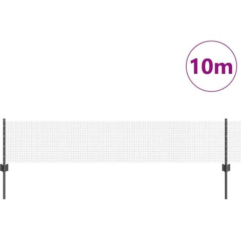Grillage rouleau，Clôture en fil soudé avec 5 poteaux U gris 0.4x10 m acier CFW3453540