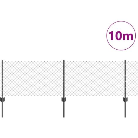 Grillage rouleau，Clôture en fil soudé avec 5 poteaux U Gris 0.4x10 m Acier CFW9751591