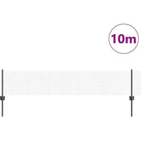 Grillage rouleau，Clôture en fil soudé avec 5 poteaux U gris 0.4x10 m en acier CFW7157038