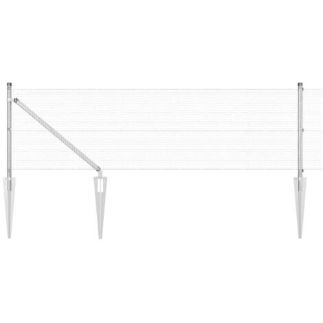 Grillage rouleau，Clôture en Fil Soudé avec 7 Piquets de Terre 0.6x10 m Acier Galvanisé CFW2764450