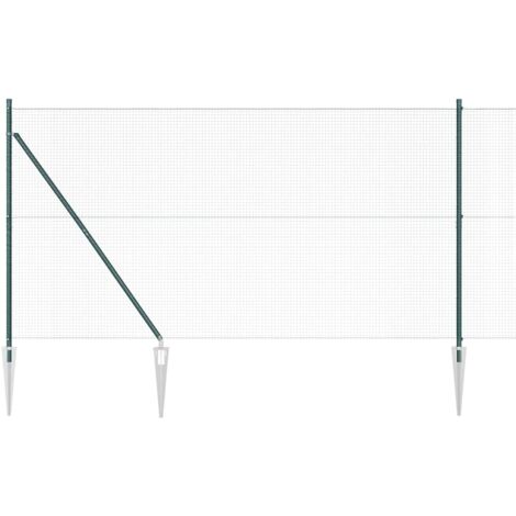 Grillage rouleau，Clôture en fil soudé avec 7 piquets verts 1.4x10 m en acier CFW8231770