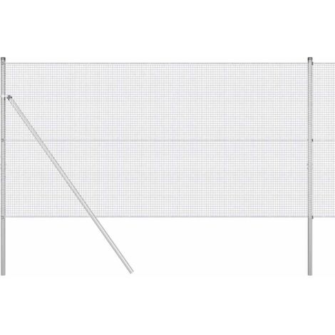 Grillage rouleau，Clôture en fil soudé avec 7 poteaux 1,2x10 m Acier galvanisé CFW2423270