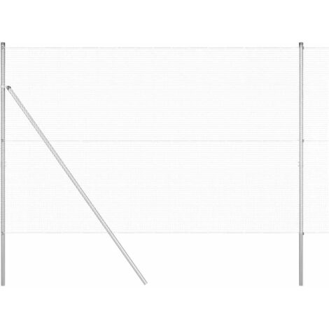 Grillage rouleau，Clôture en Fil Soudé avec 7 Poteaux 1.6x10 m Acier Galvanisé CFW2571204