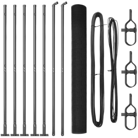Grillage rouleau，Clôture en fil soudé avec 7 poteaux à bride Gris 1.4x10 m Acier CFW5208345