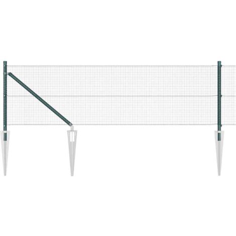 Grillage rouleau，Clôture en fil soudé avec 7 poteaux en pic Vert 0,6x10 m Acier CFW8080754