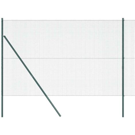 Grillage rouleau，Clôture en fil soudé avec 7 poteaux Vert 1,6x10 m Acier CFW9960269