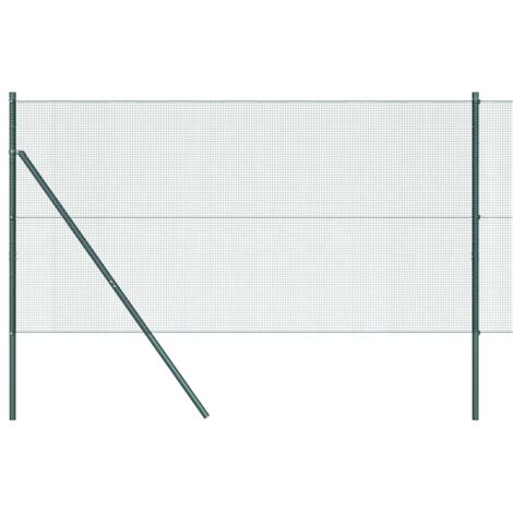 Grillage rouleau，Clôture en fil soudé avec 7 poteaux Verte 1,4x10 m Acier CFW3258480