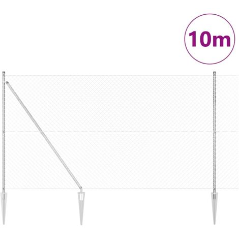 Grillage rouleau，Clôture en grillage avec 7 piquets pointus 1,6x10 m Acier galvanisé CFW1847484