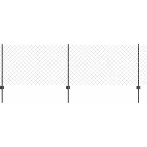 Grillage rouleau，Clôture en mailles de chaîne avec 10 piquets en U Gris 0,8 x 10 m Acier CFW3536436