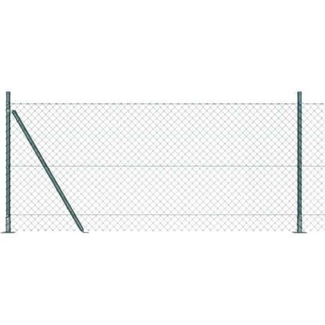 Grillage rouleau，Clôture en maillon avec 13 poteaux à brides 0.8x25 m en acier galvanisé CFW4152713