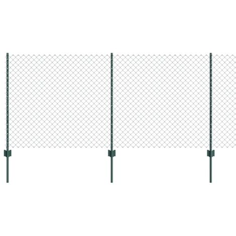 Grillage rouleau,Clôture en Maillon de Chaîne avec 10 Pieux U Verte 1x10 m Acier CFW5353286
