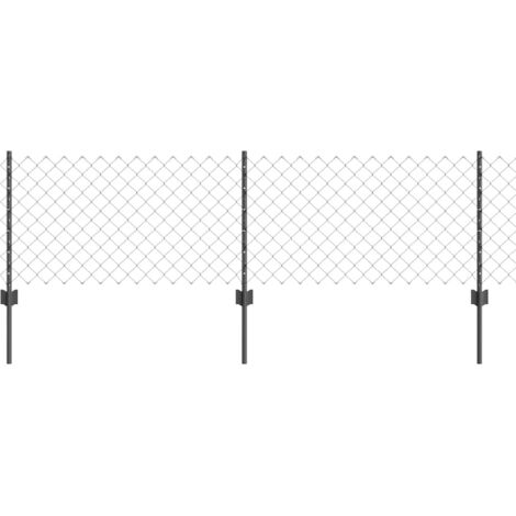 Grillage rouleau,Clôture en maillons avec 22 poteaux en U Gris 0.6x25 m Acier CFW8200003