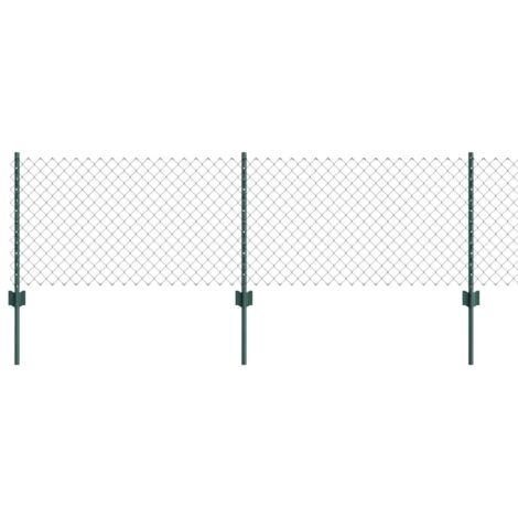 Grillage rouleau，Clôture en maillons de chaîne avec 10 poteaux U Vert 0.6x10 m Acier CFW3833725