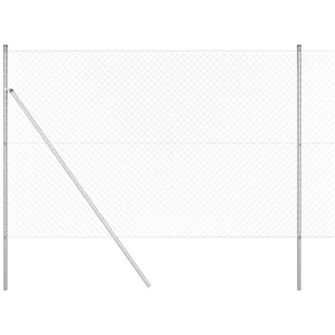 Grillage rouleau，Clôture en treillis avec 7 poteaux 1,5x10 m en acier galvanisé CFW7631623
