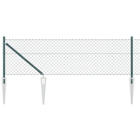 Grillage rouleau,Clôture en Treillis avec 7 Poteaux à Piquets 0.6x10 m Acier Galvanisé CFW2876478