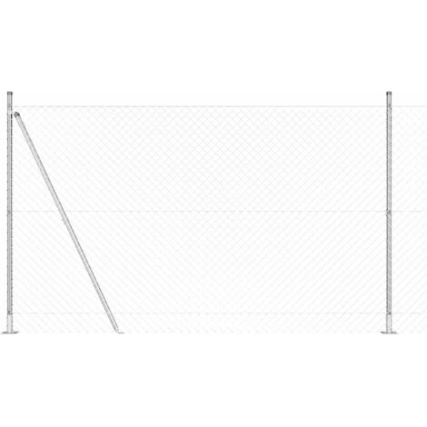Grillage rouleau，Clôture en treillis métallique avec 7 poteaux à bride 1,4x10 m Acier galvanisé CFW4032119