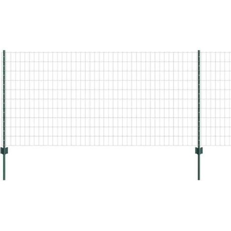 Grillage rouleau,Clôture Euro avec 11 poteaux verts 1x25 m en acier CFW4749778
