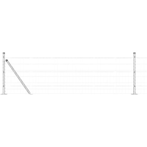 Grillage rouleau，Clôture Euro avec 13 poteaux à brides 0.6x50 m Acier galvanisé CFW4923955