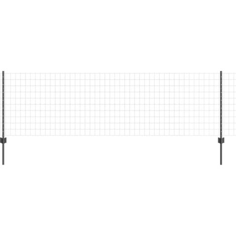 Grillage rouleau，Clôture Euro avec 5 poteaux en U Gris 0,8x10 m Acier CFW7536932
