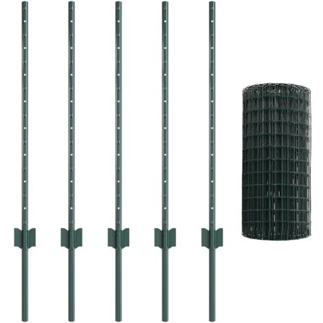 Grillage rouleau,Clôture Euro avec 5 poteaux en U Verte 0,8x10 m Acier CFW8918677