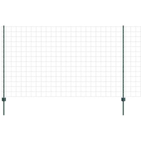 Grillage rouleau，Clôture Euro avec 5 poteaux Vert 1,4x10 m Acier CFW1005500