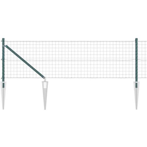 Grillage rouleau，Clôture Euro avec 7 piquets d'ancrage 0,8x10 m Acier galvanisé Vert CFW1388193