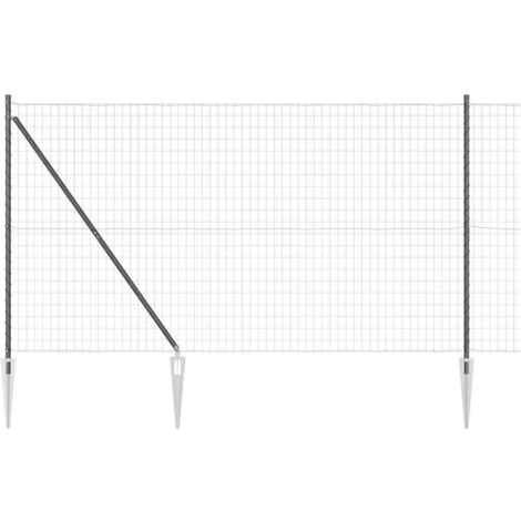 Grillage rouleau，Clôture Euro avec 7 piquets en pic de 1,5x10 m en acier galvanisé gris CFW6499689