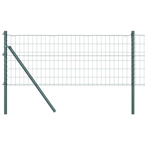 Grillage rouleau,Clôture Euro avec 7 poteaux 0.4x10 m en acier galvanisé vert CFW2138562