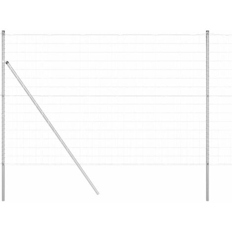 Grillage rouleau，Clôture Euro avec 7 poteaux 1.6x10 m Acier galvanisé CFW4710224