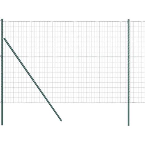Grillage rouleau，Clôture Euro avec 7 poteaux 1,6x10 m Acier galvanisé Vert CFW7733203
