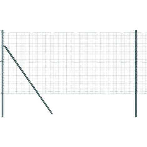 Grillage rouleau，Clôture Euro avec 7 poteaux 1x10 m en acier galvanisé vert CFW7143038