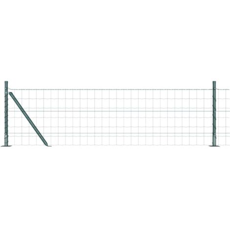 Grillage rouleau,Clôture euro avec 7 poteaux à bride 0.4x10 m en acier galvanisé CFW5881655