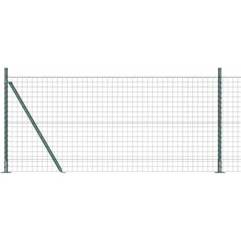 Grillage rouleau,Clôture Euro avec 7 poteaux à bride 0,8x10 m en acier galvanisé CFW1455680