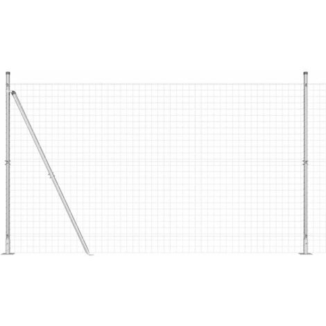 Grillage rouleau,Clôture Euro avec 7 poteaux à bride 1,4x10 m en acier galvanisé CFW8657980